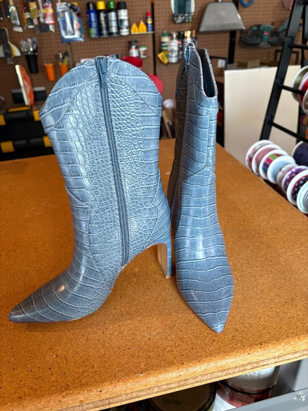 NWOT Blue Low Calf Boots
